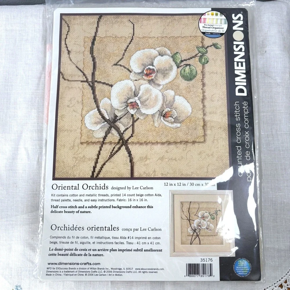 Dimensions Oriental Orchids & Candamar Iris Art Deco Counted Cross Stitch Kits